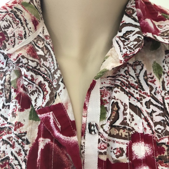 SOLD🟣 Charter Club 100% Cotton Blouse Button Down Floral - Picture 2 of 9